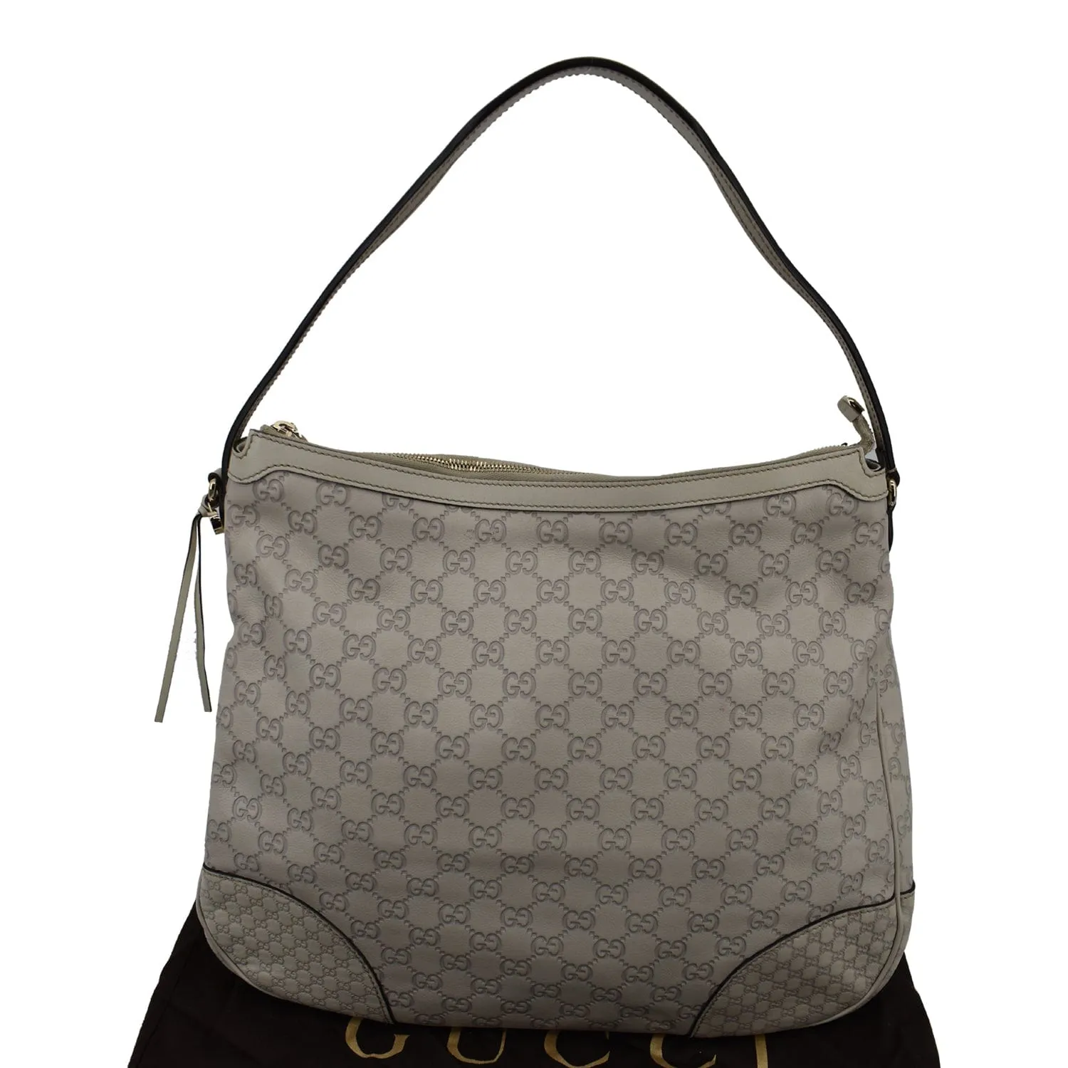 GUCCI GG Guccissima Leather Hobo Bag Ivory 336754