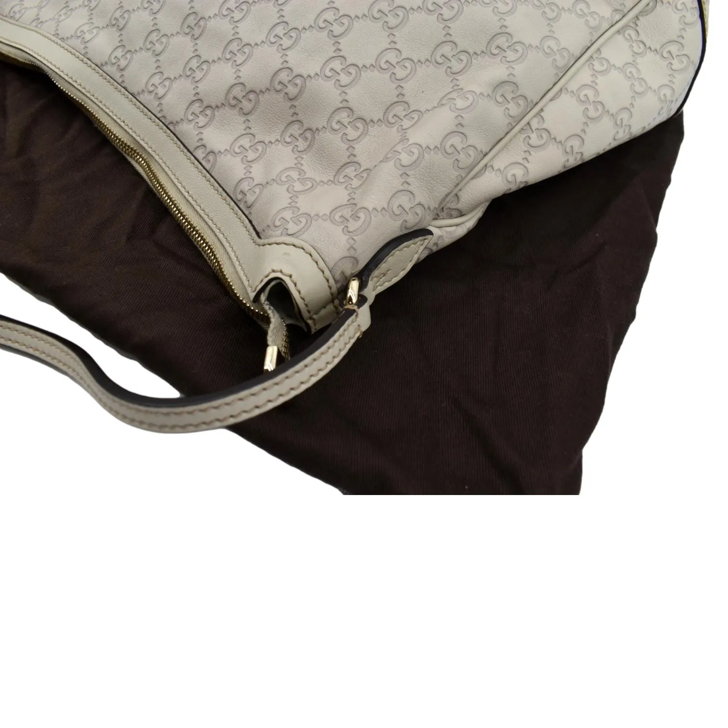 GUCCI GG Guccissima Leather Hobo Bag Ivory 336754