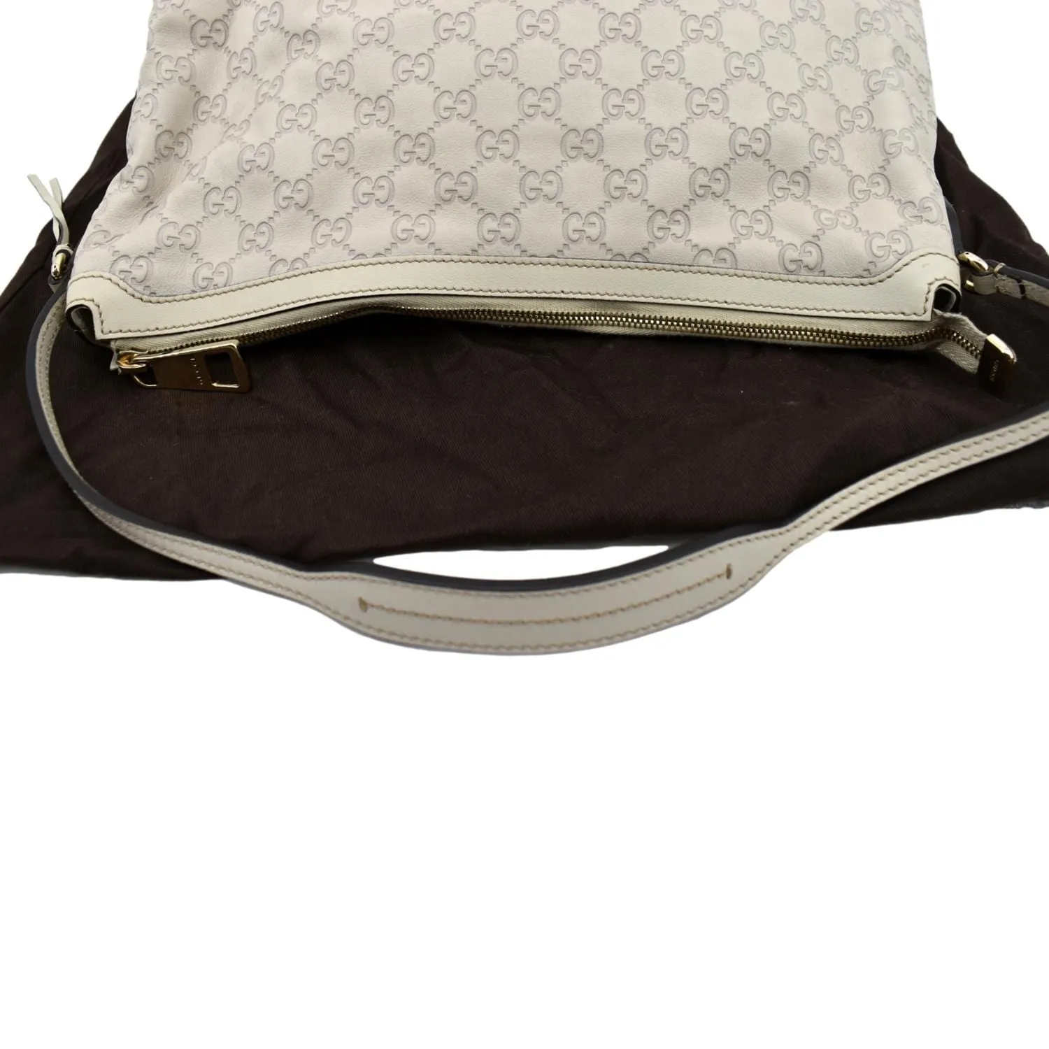 GUCCI GG Guccissima Leather Hobo Bag Ivory 336754