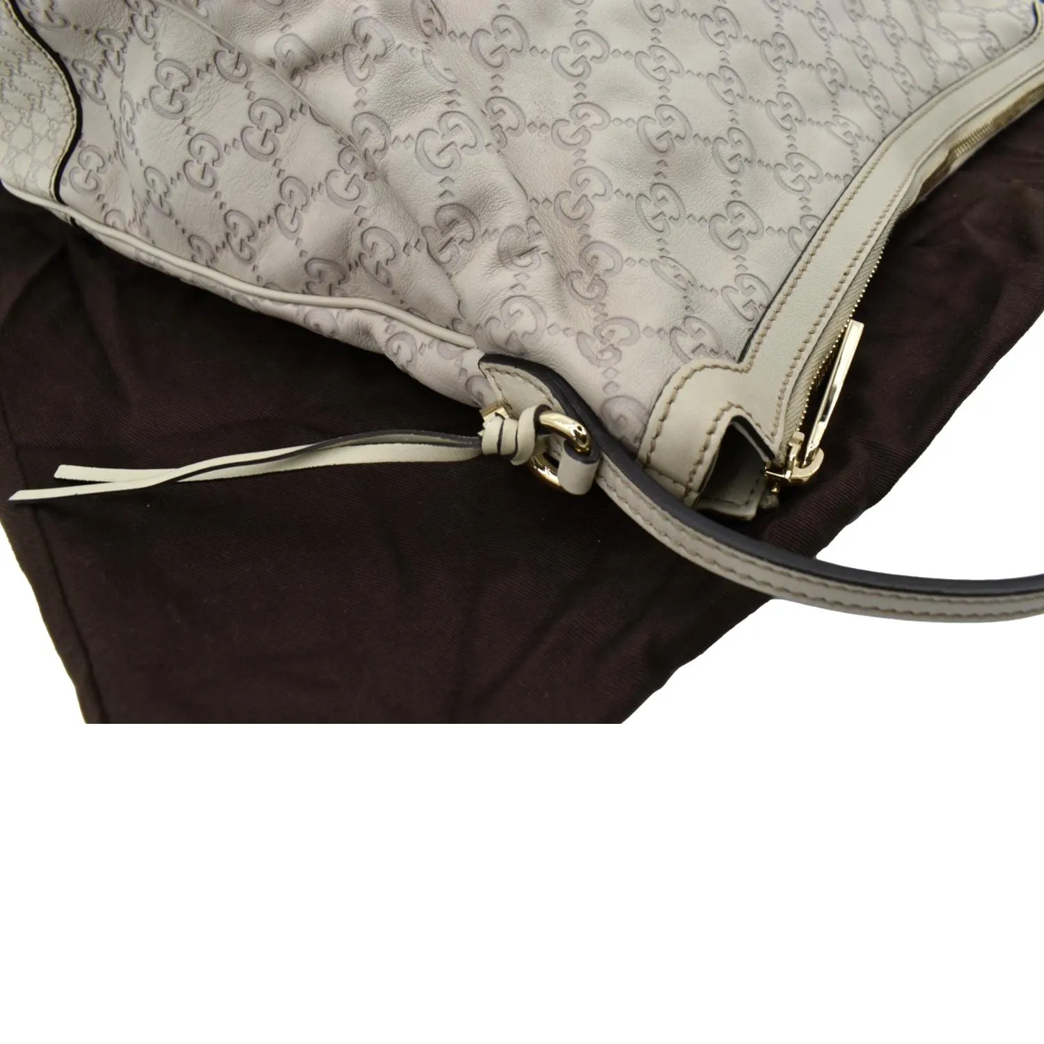 GUCCI GG Guccissima Leather Hobo Bag Ivory 336754