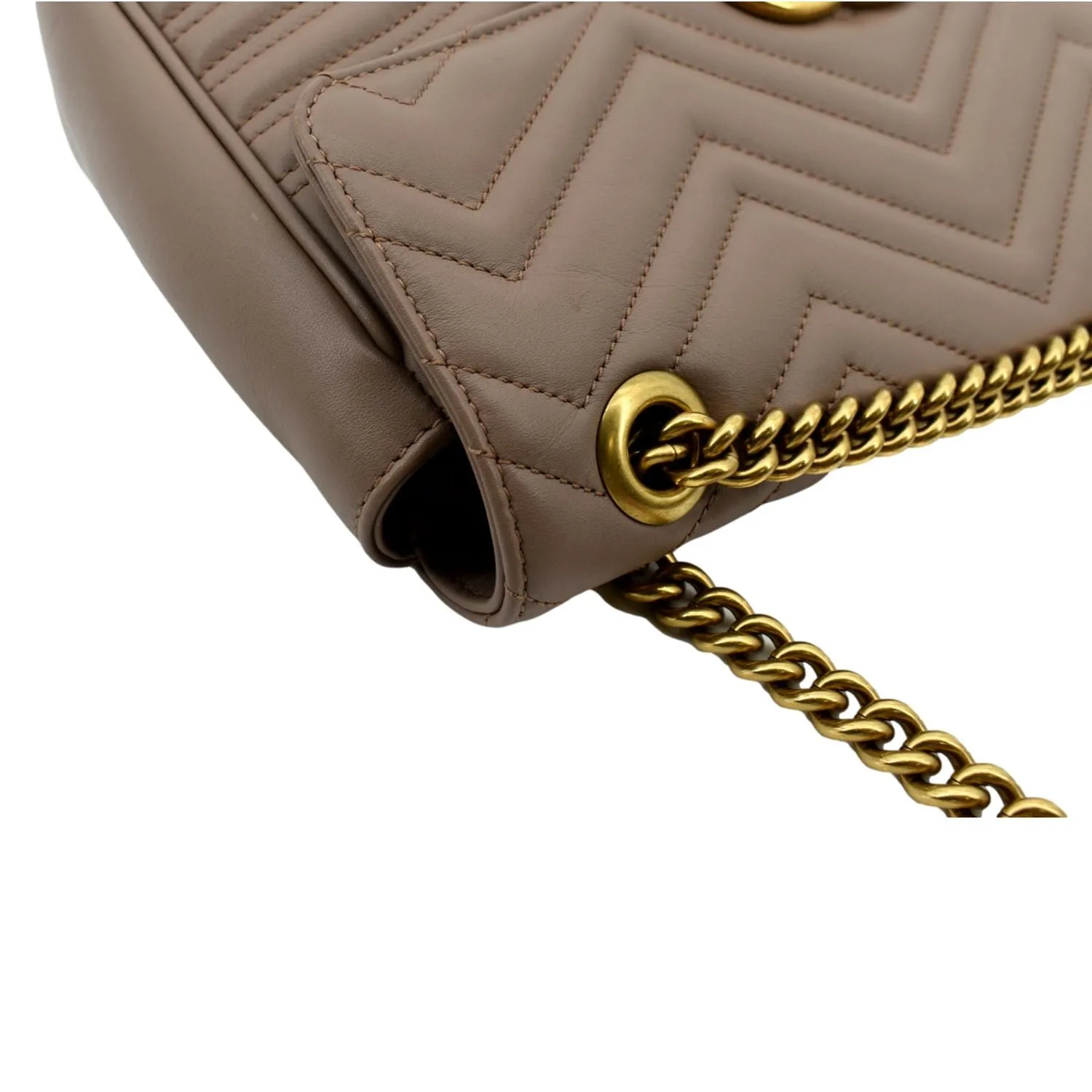 GUCCI GG Marmont Flap Matelasse Leather Crossbody Bag Dusty Pink 443496