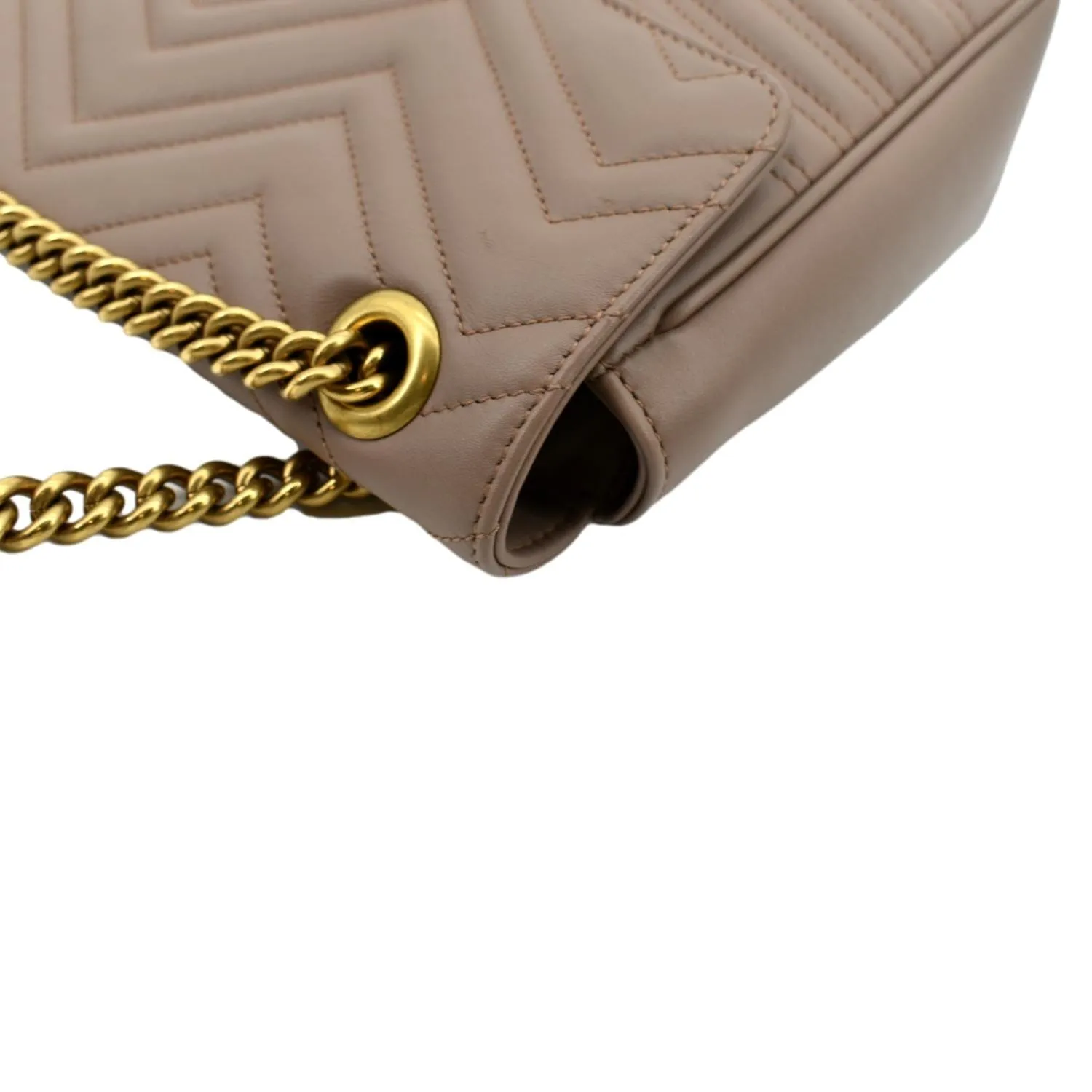 GUCCI GG Marmont Flap Matelasse Leather Crossbody Bag Dusty Pink 443496