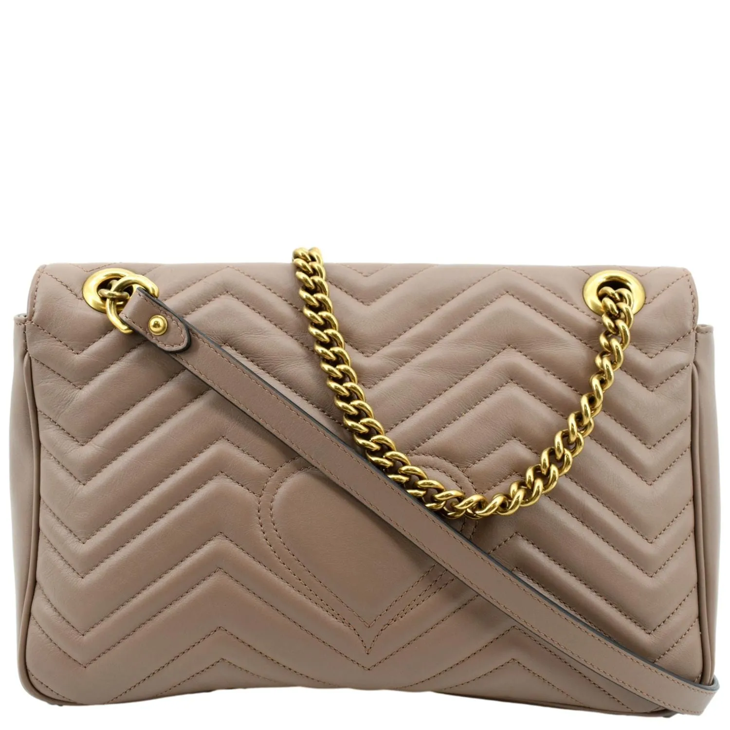 GUCCI GG Marmont Flap Matelasse Leather Crossbody Bag Dusty Pink 443496