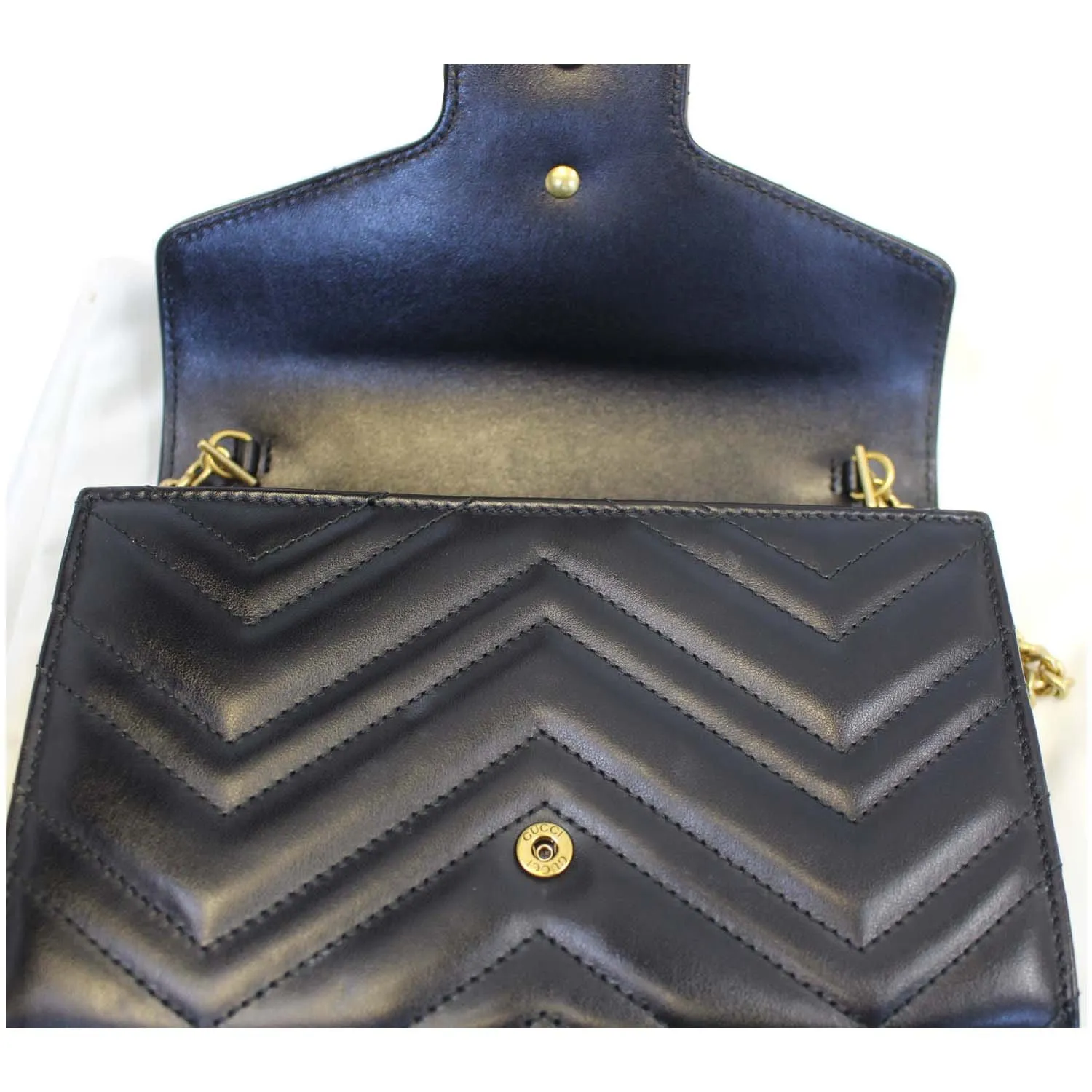 GUCCI GG Marmont Matelasse Black Leather Mini Crossbody Bag