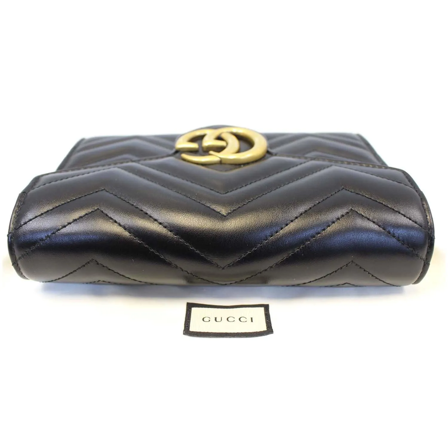 GUCCI GG Marmont Matelasse Black Leather Mini Crossbody Bag