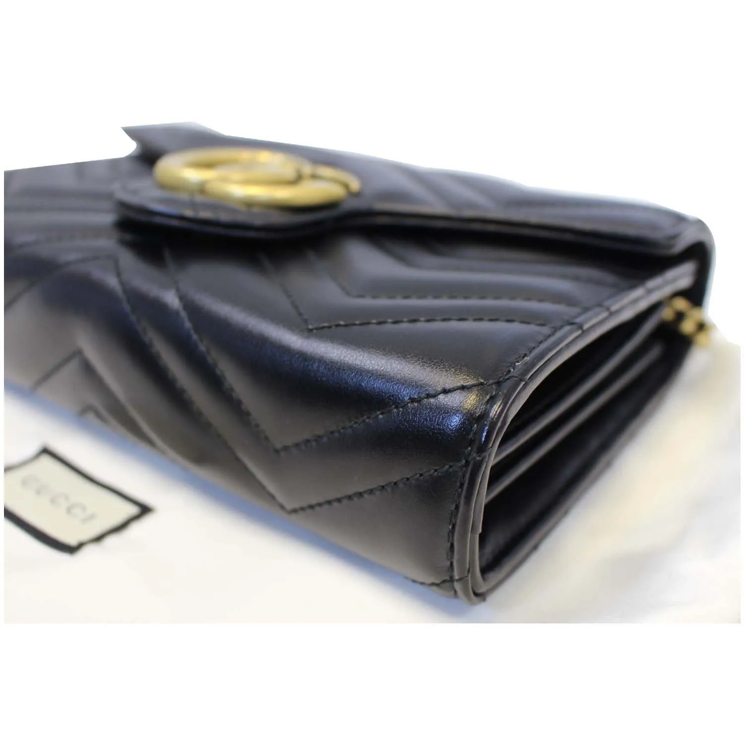 GUCCI GG Marmont Matelasse Black Leather Mini Crossbody Bag