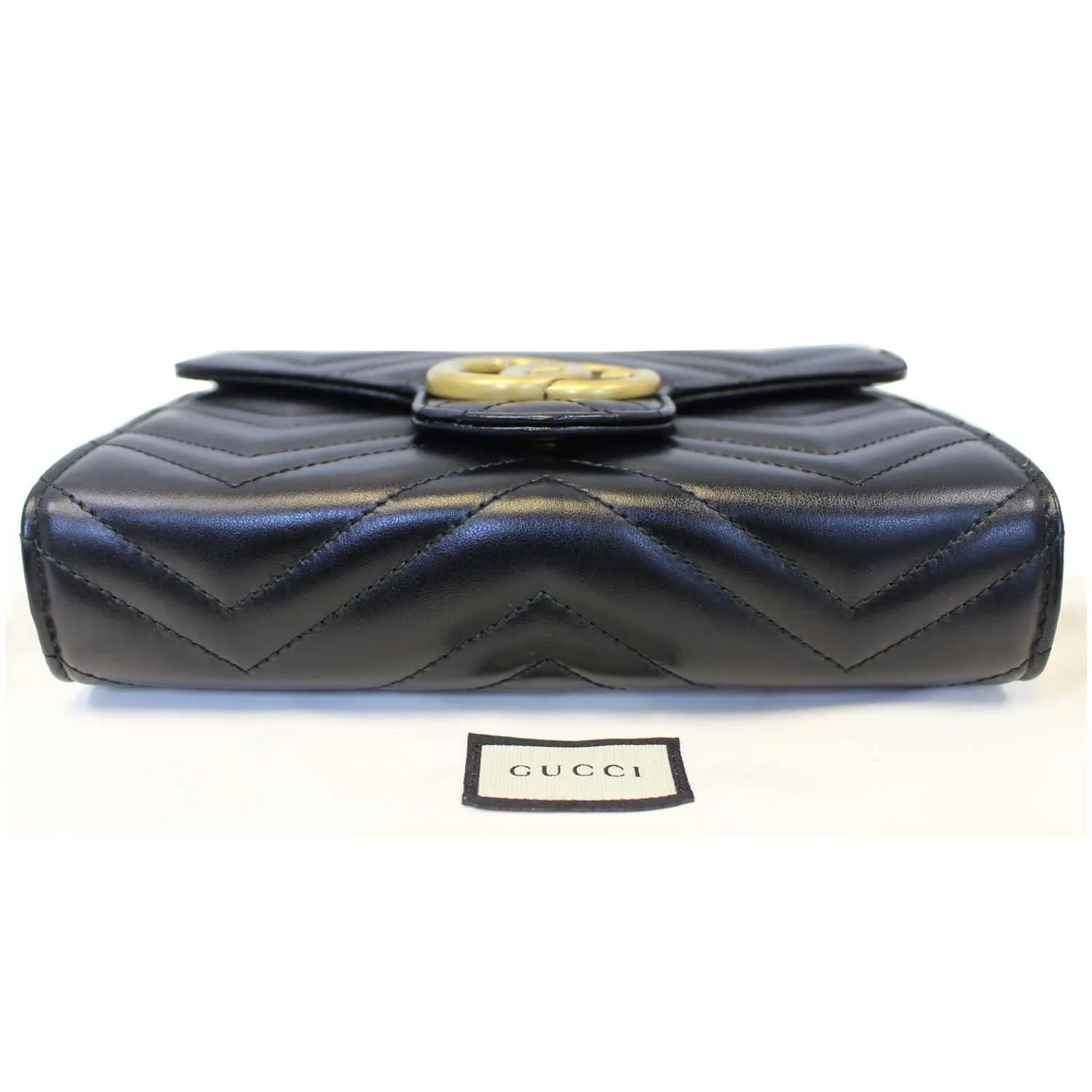 GUCCI GG Marmont Matelasse Black Leather Mini Crossbody Bag