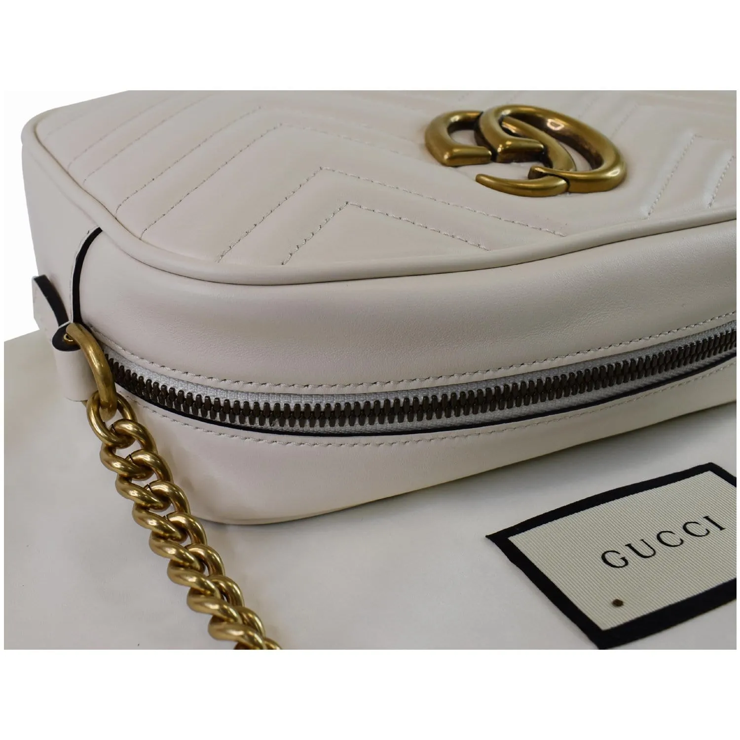 GUCCI GG Marmont Matelasse Small Leather Crossbody Bag White 447632