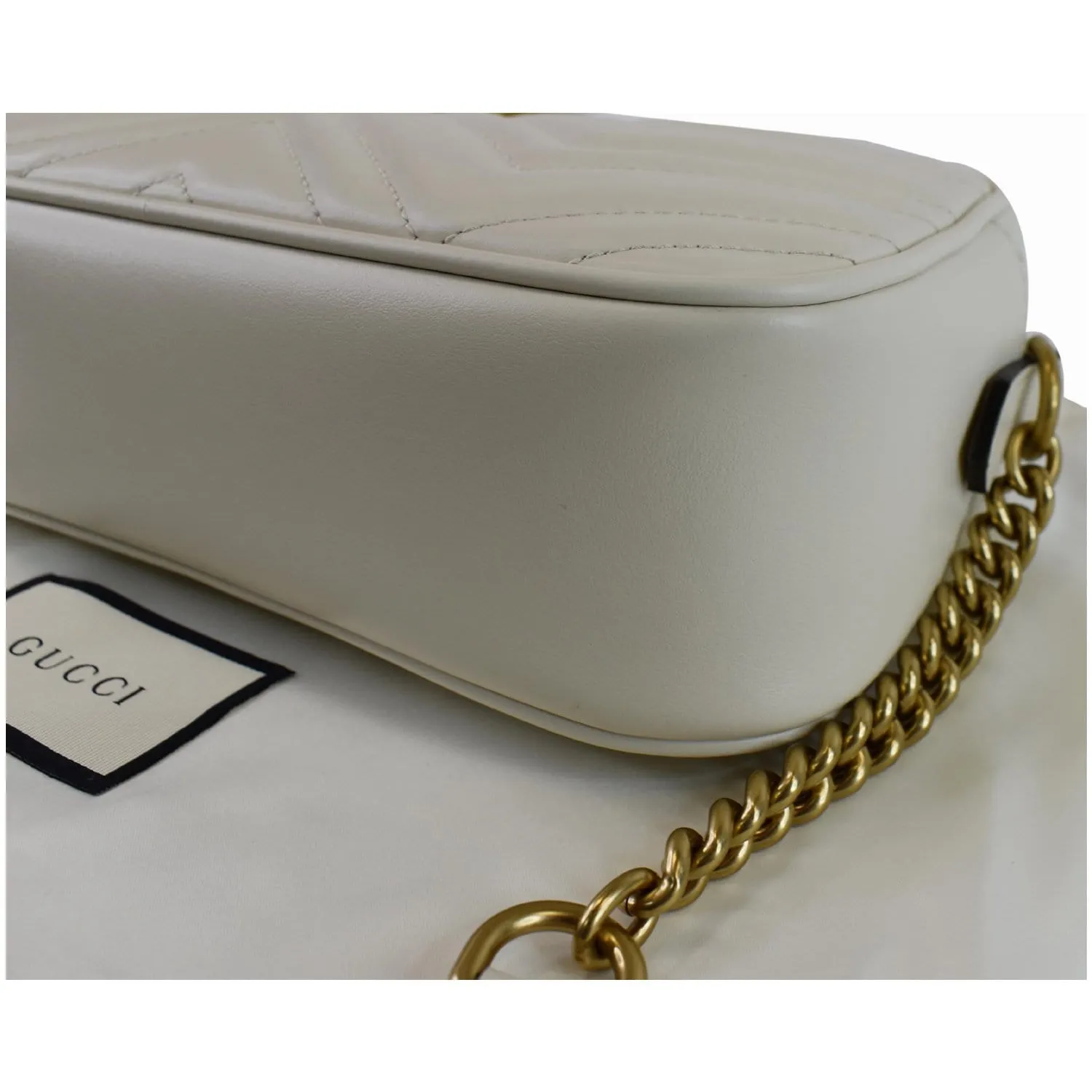 GUCCI GG Marmont Matelasse Small Leather Crossbody Bag White 447632