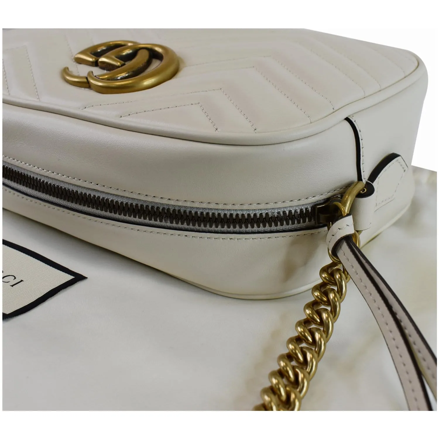 GUCCI GG Marmont Matelasse Small Leather Crossbody Bag White 447632