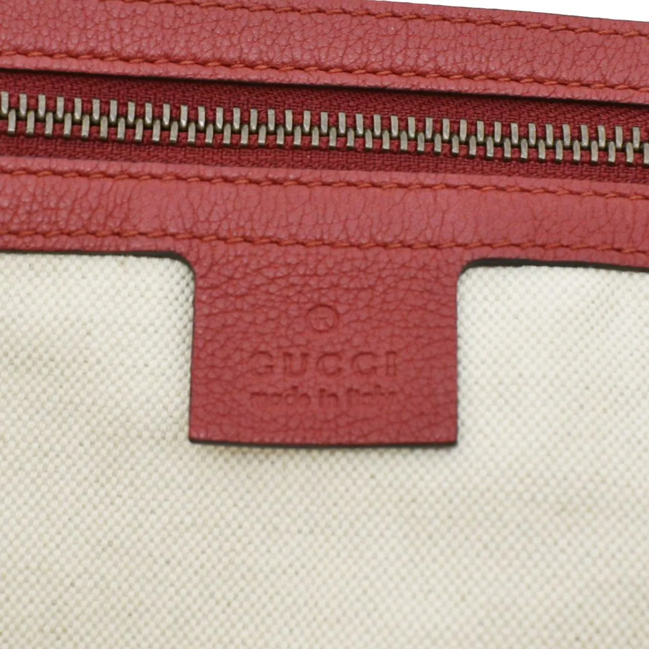 GUCCI Half Moon Logo Calfskin Leather Hobo Shoulder Bag Red 523588