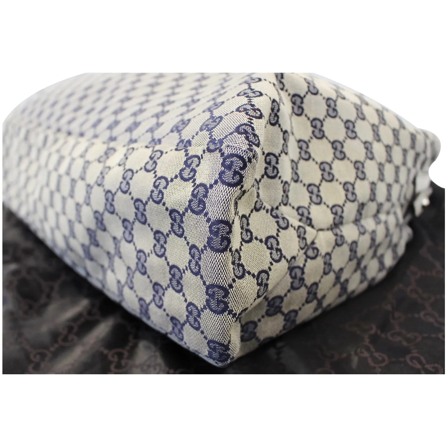 GUCCI Horsebit GG Canvas Large Hobo Bag Blue/White 114900