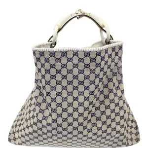 GUCCI Horsebit GG Canvas Large Hobo Bag Blue/White 114900