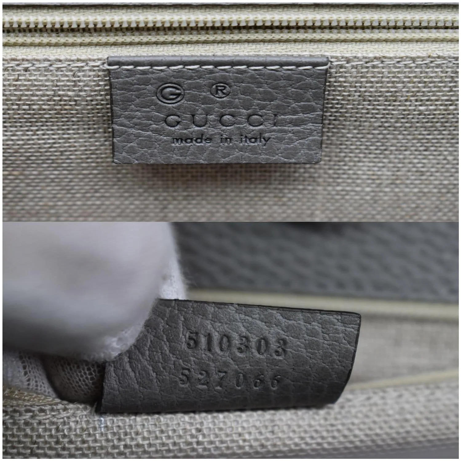 GUCCI Interlocking GG Calfskin Leather Crossbody Bag Grey 510303