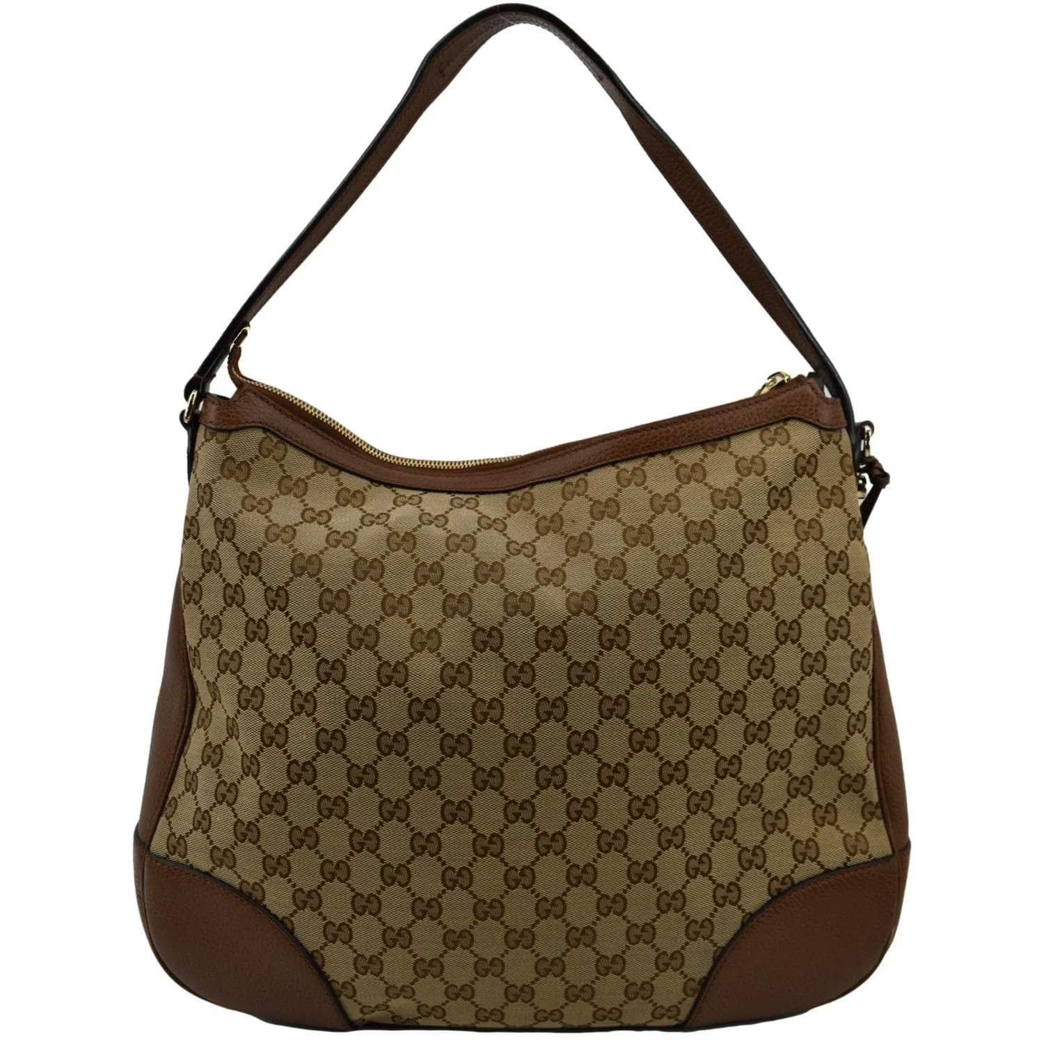 GUCCI Large Bree GG Canvas Hobo Bag Brown 449244