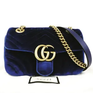 Gucci medium Marmont blue velvet crossbody bag