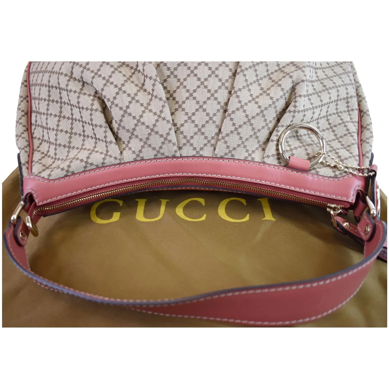 GUCCI Medium Sukey Diamante Canvas Hobo Bag Beige 232955