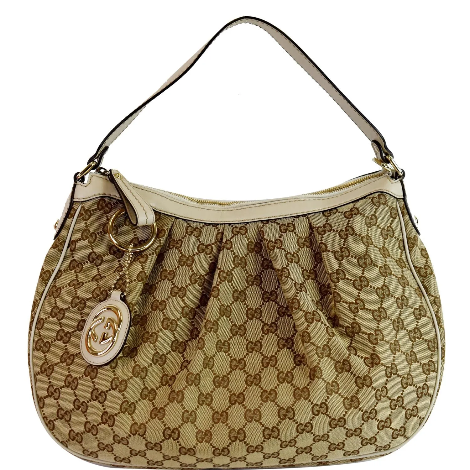 GUCCI Medium Sukey GG Canvas Hobo Bag Beige 232955