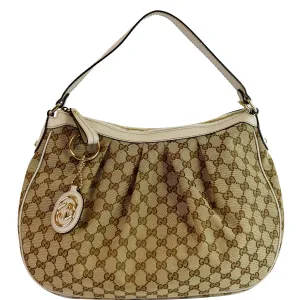 GUCCI Medium Sukey GG Canvas Hobo Bag Beige 232955