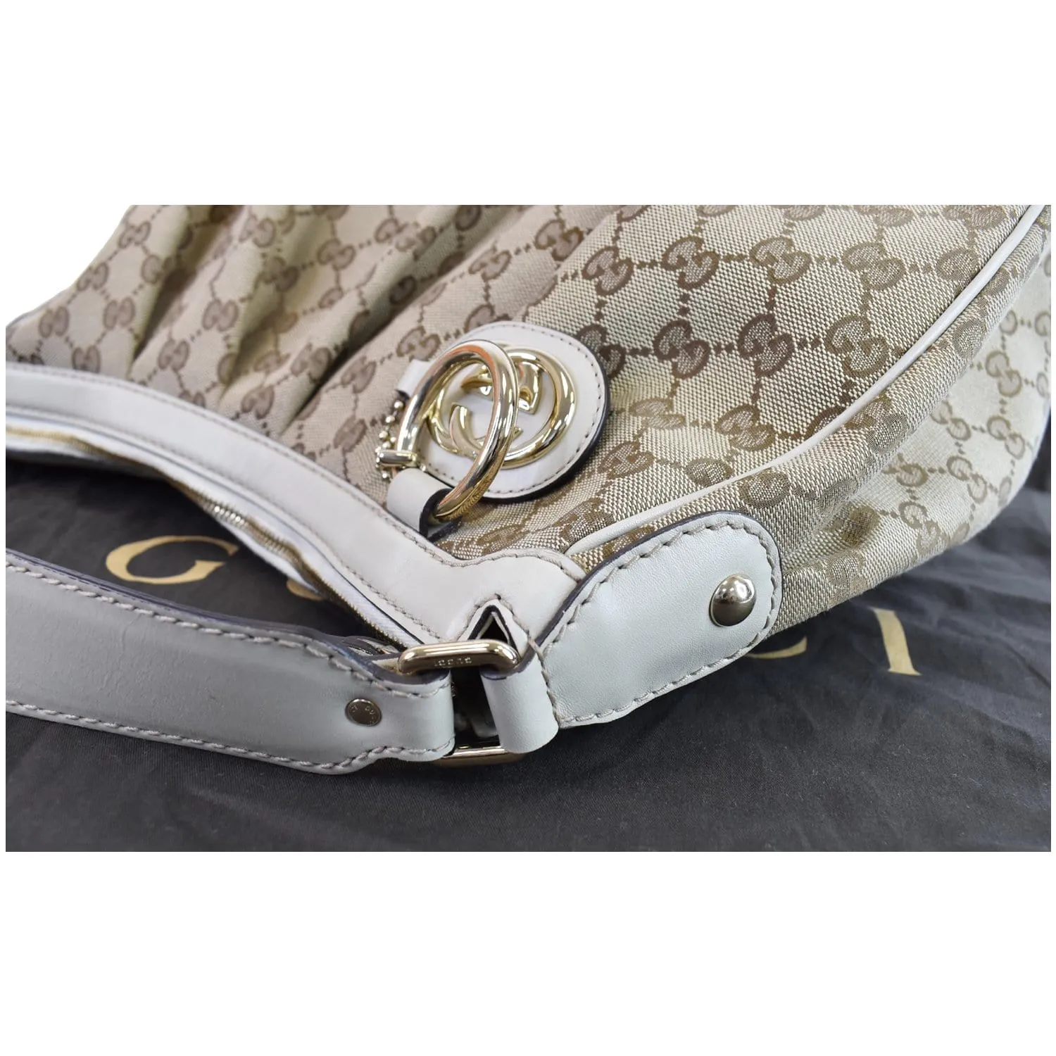 GUCCI Medium Sukey GG Canvas Hobo Bag Beige 232955