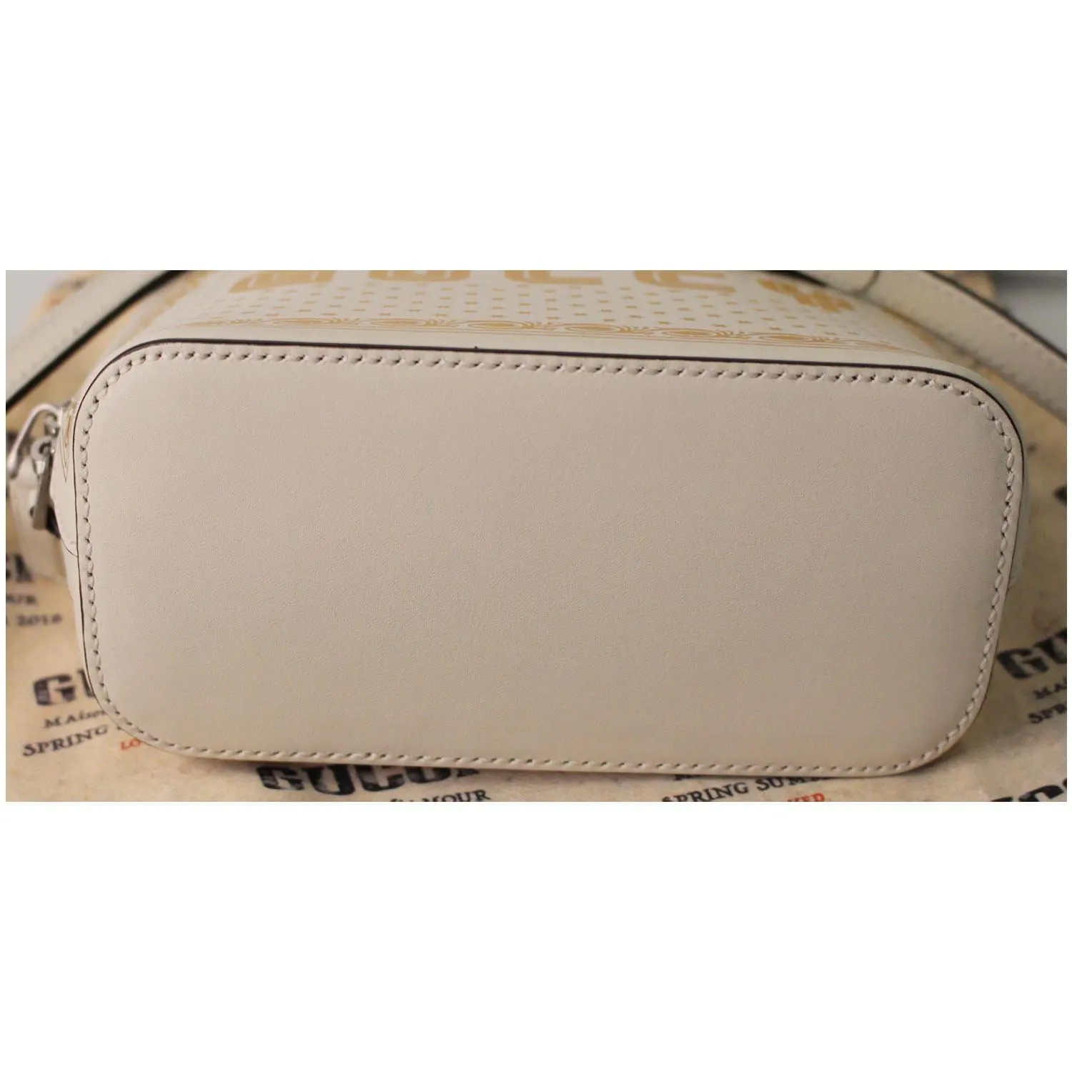 GUCCI Moon Steller Guccy Leather Crossbody Bag Ivory