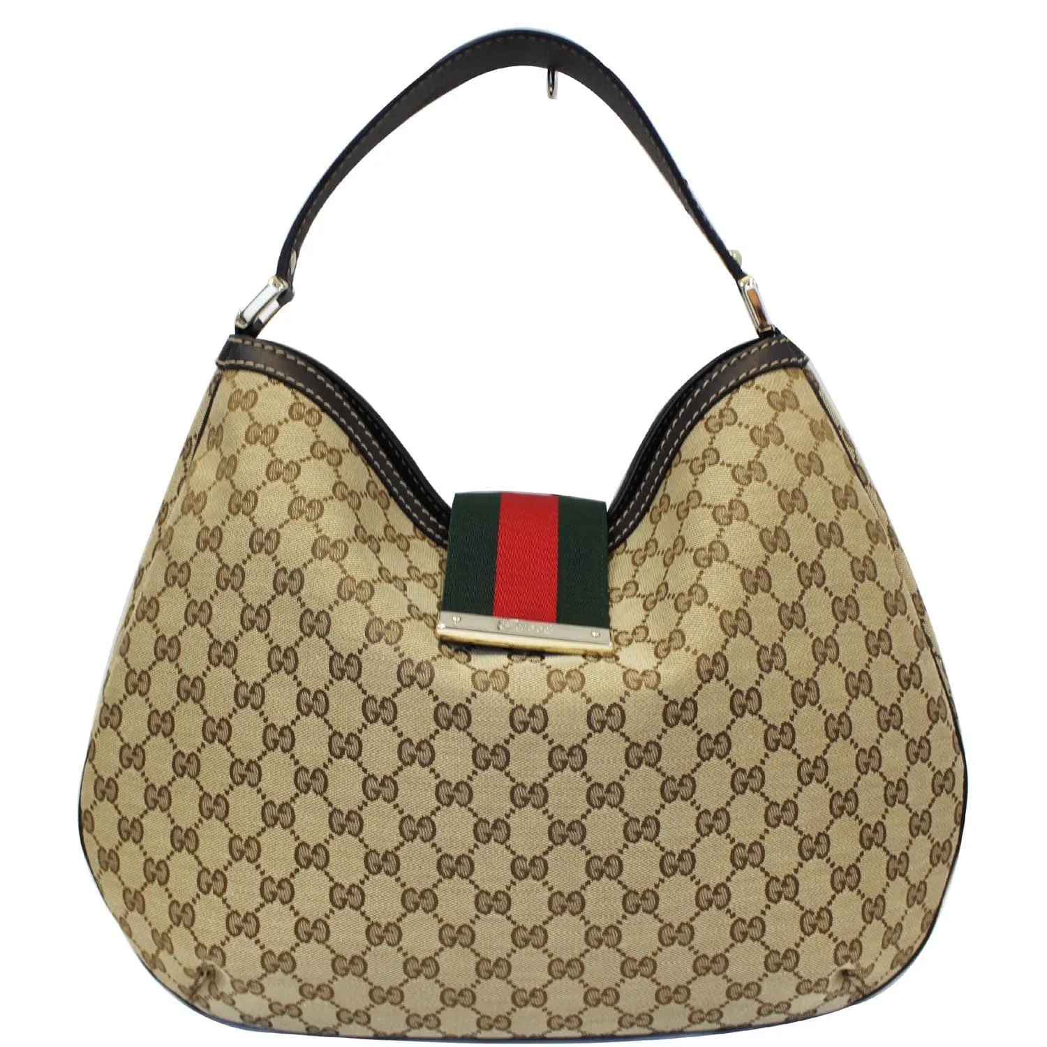 GUCCI New Ladies Web GG Canvas Large Hobo Bag Beige 233604