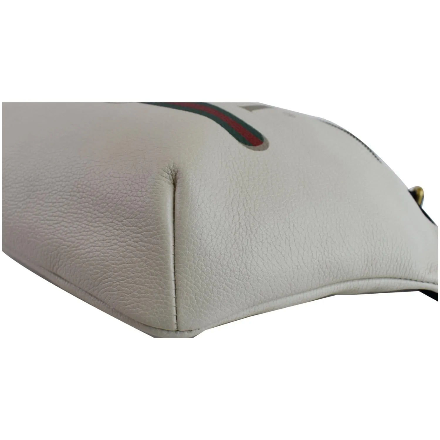 GUCCI Print Leather Medium Belt Waist Bum Bag White 530412
