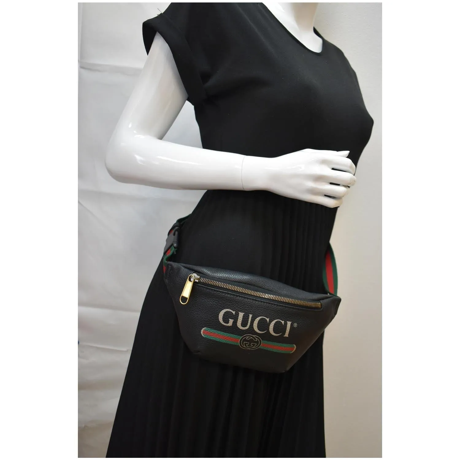 GUCCI Print Small Leather Belt Small Waist Bum Bag Black 527792 - 10% OFF