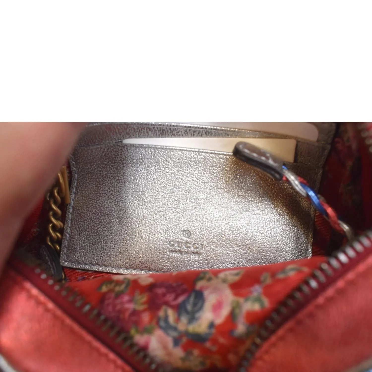 GUCCI Trapuntata Mini Zumi Dome Laminated Nappa Leather Crossbody Bag Red/Blue 534951