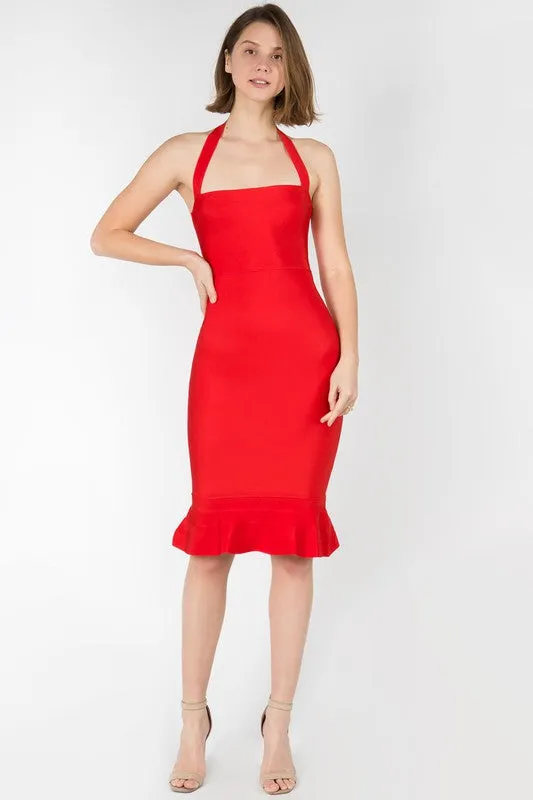 Halter Neck Mermaid Bandage Dress