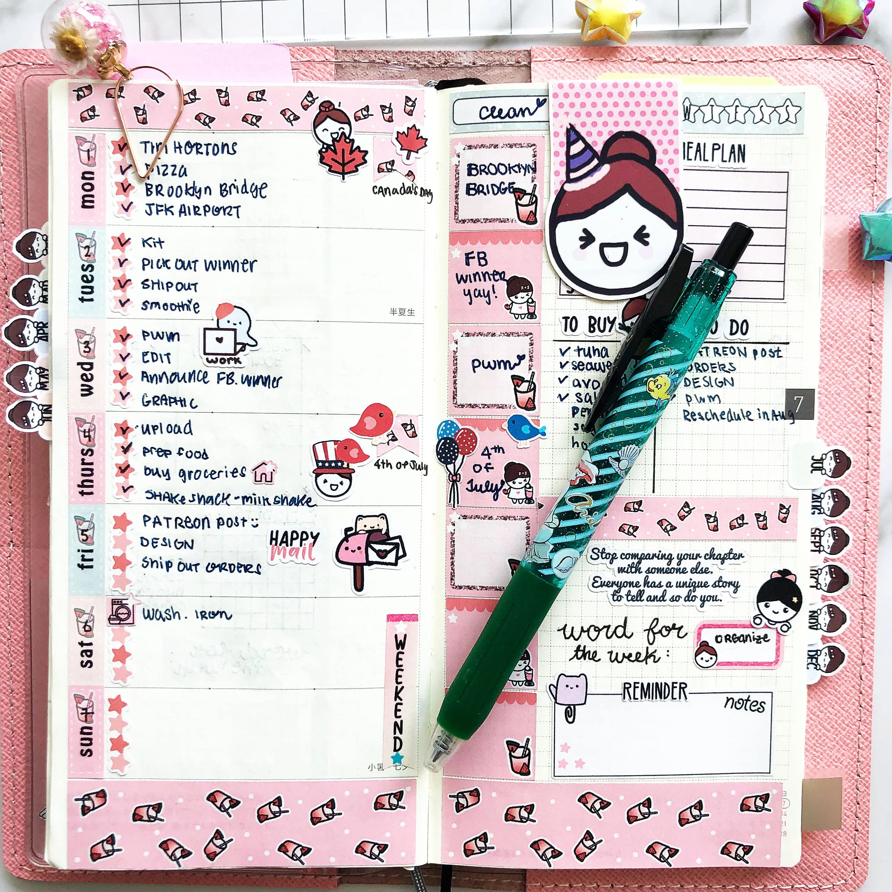 Hand-Drawn Sweet Summer Hobonichi Weeks Planner Sticker Kit