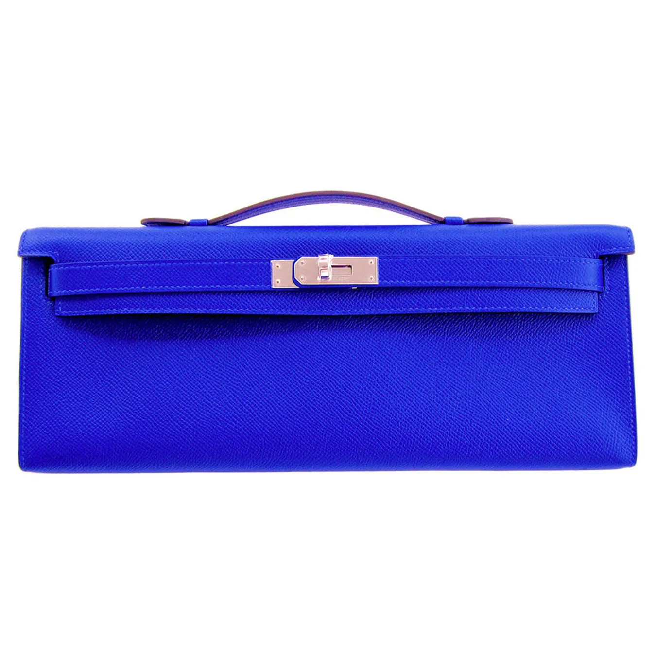 Hermes Blue Electric Epsom Kelly Cut Pochette Clutch Bag