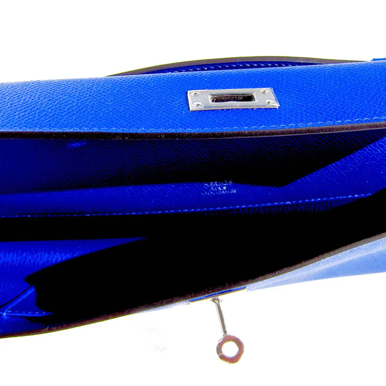 Hermes Blue Electric Epsom Kelly Cut Pochette Clutch Bag