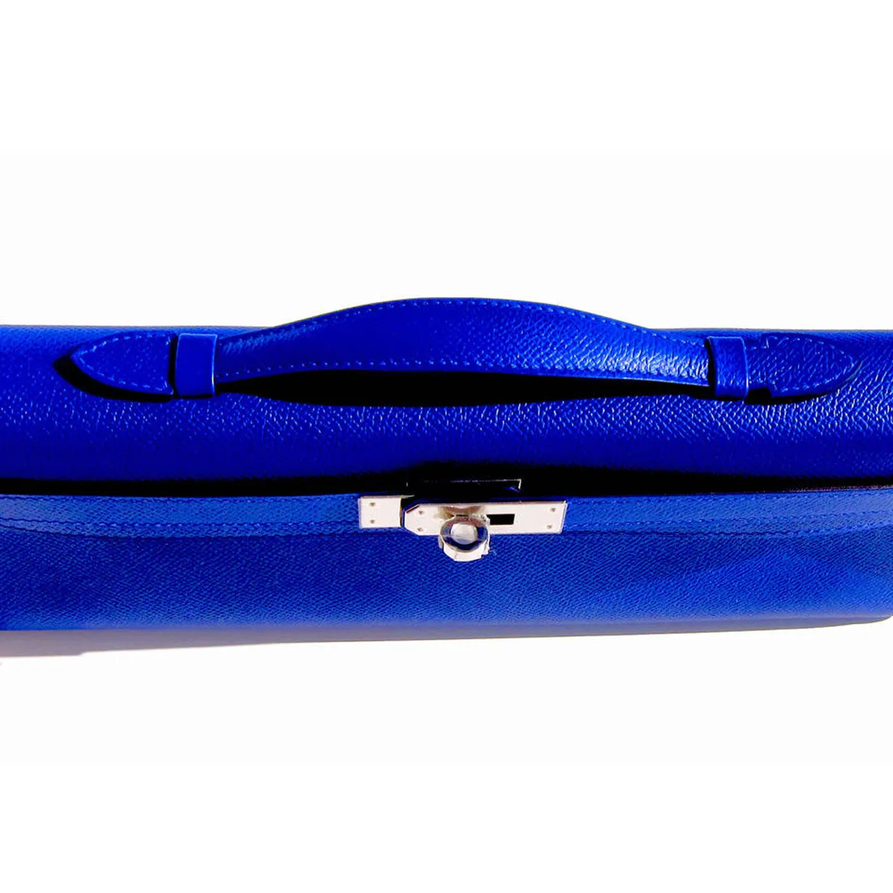 Hermes Blue Electric Epsom Kelly Cut Pochette Clutch Bag