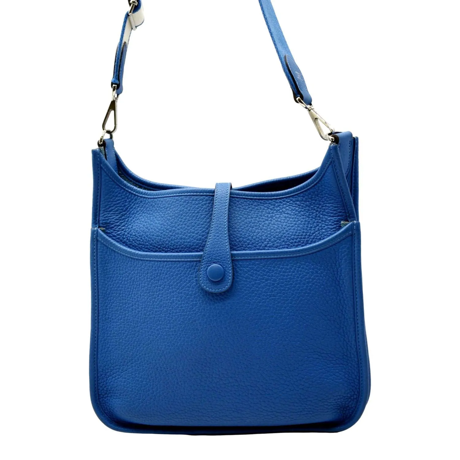 HERMES Evelyne PM Taurillon Clemence Crossbody Bag Blue