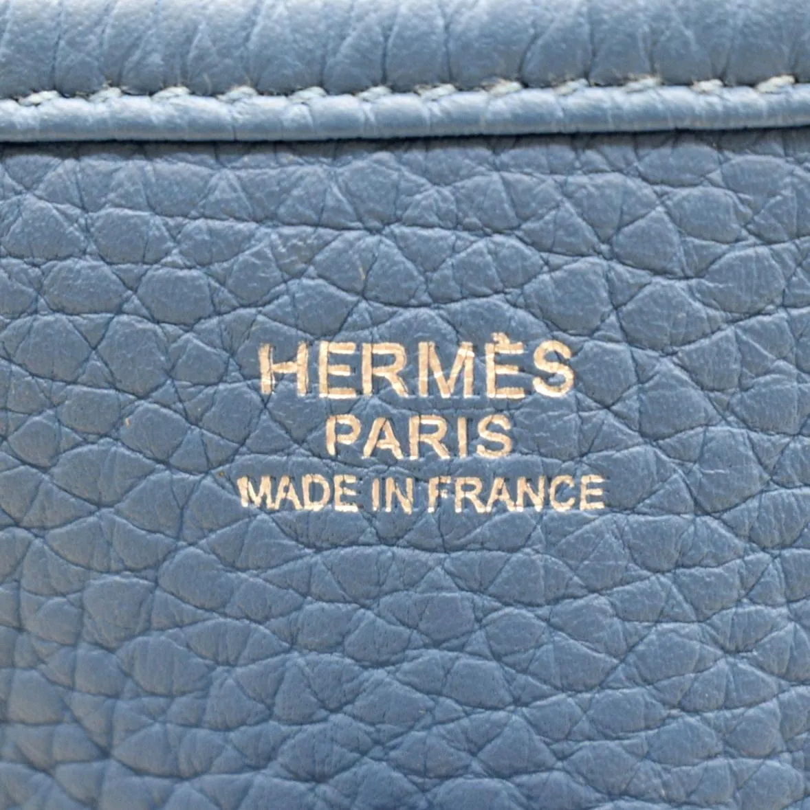 HERMES Evelyne PM Taurillon Clemence Crossbody Bag Blue