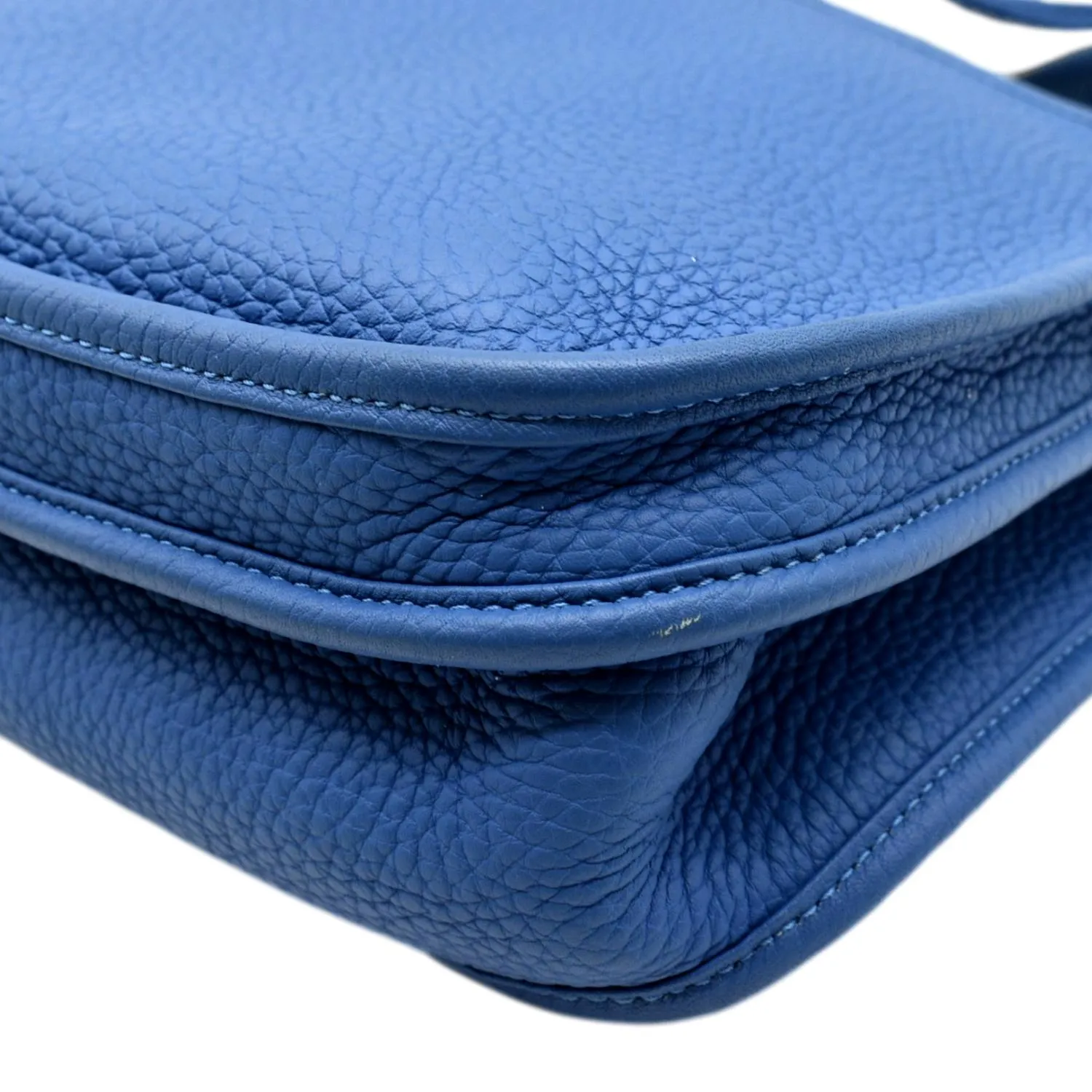 HERMES Evelyne PM Taurillon Clemence Crossbody Bag Blue
