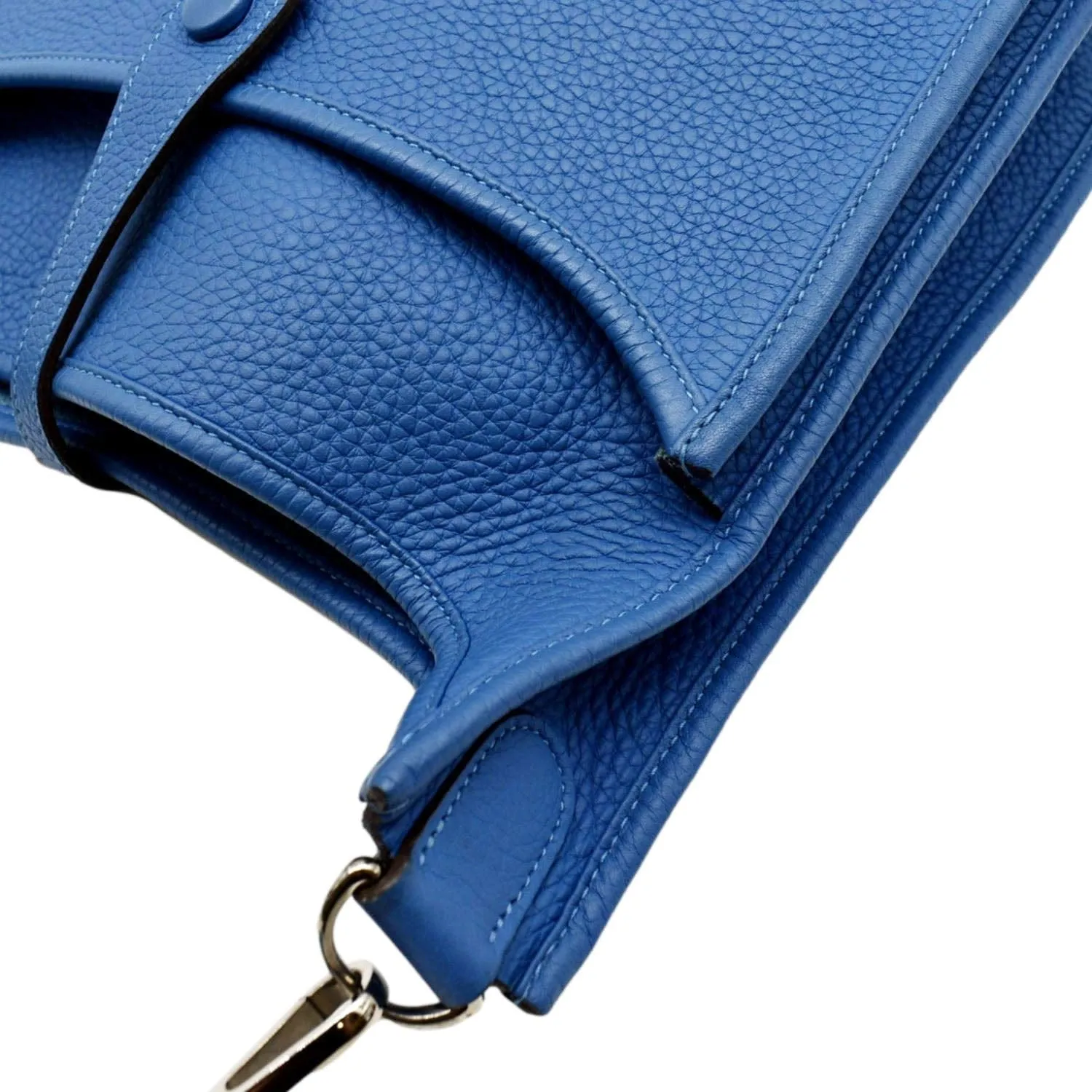 HERMES Evelyne PM Taurillon Clemence Crossbody Bag Blue