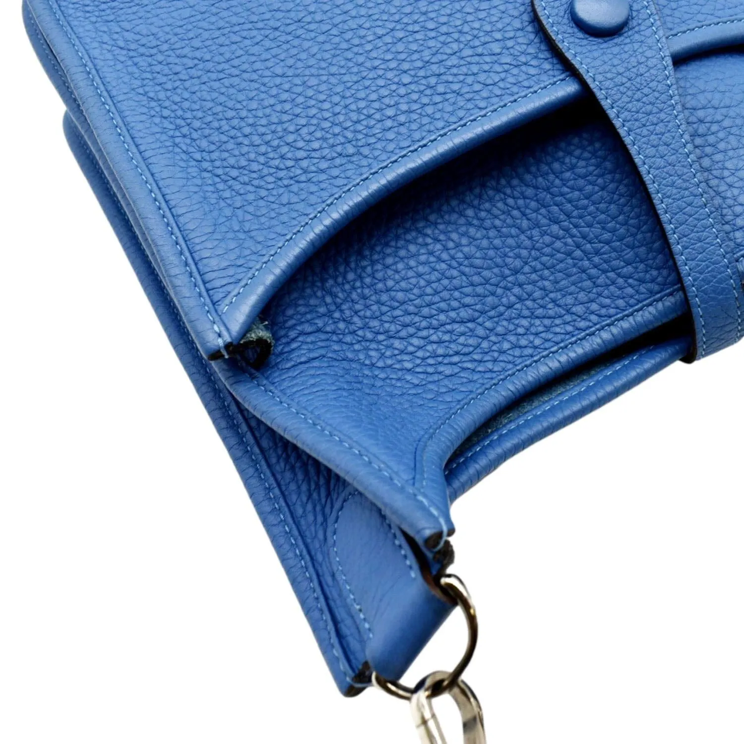 HERMES Evelyne PM Taurillon Clemence Crossbody Bag Blue