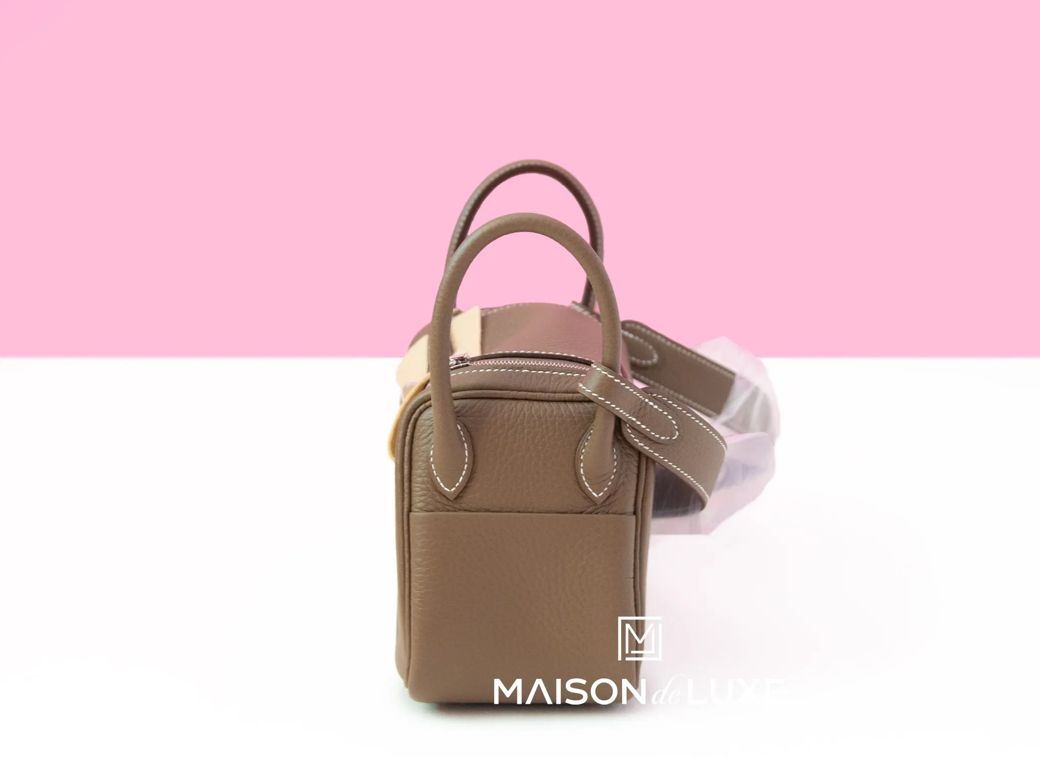 Hermes Mini Lindy 20 Etoupe Clemence Palladium Hardware
