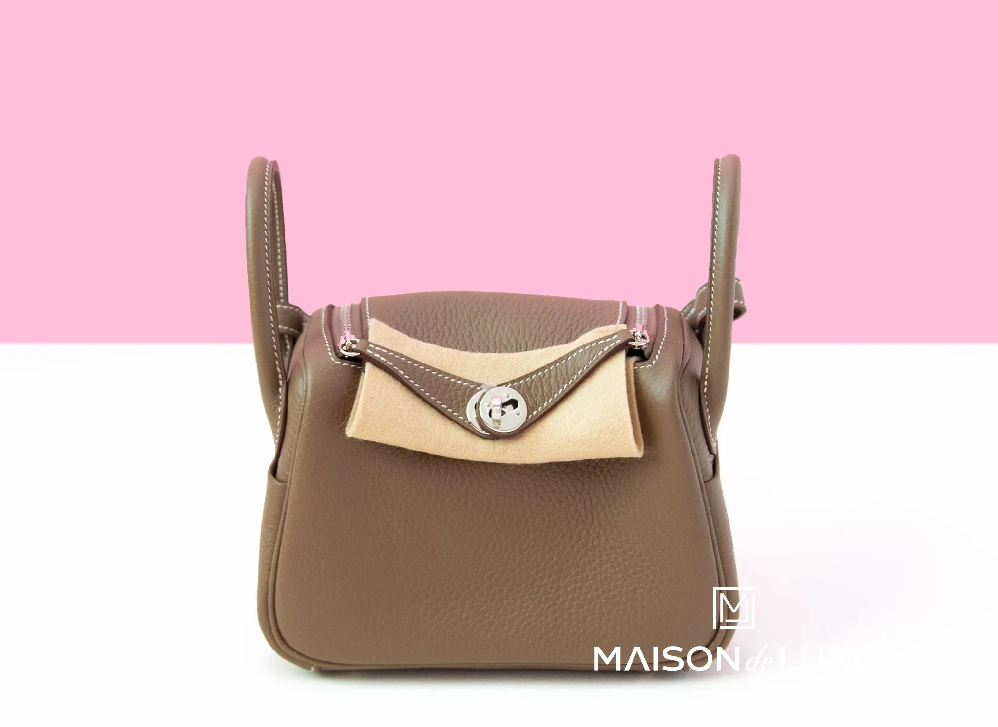 Hermes Mini Lindy 20 Etoupe Clemence Palladium Hardware