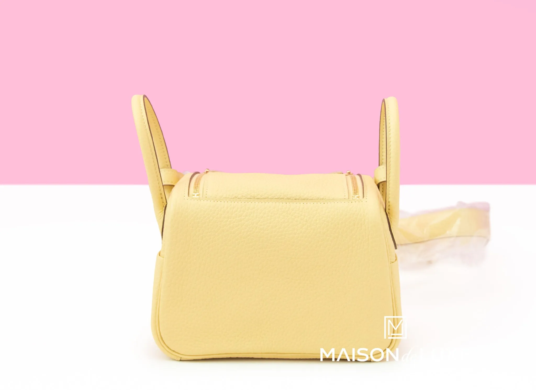 Hermes Mini Lindy 20 Jaune Poussin Clemence Gold Hardware