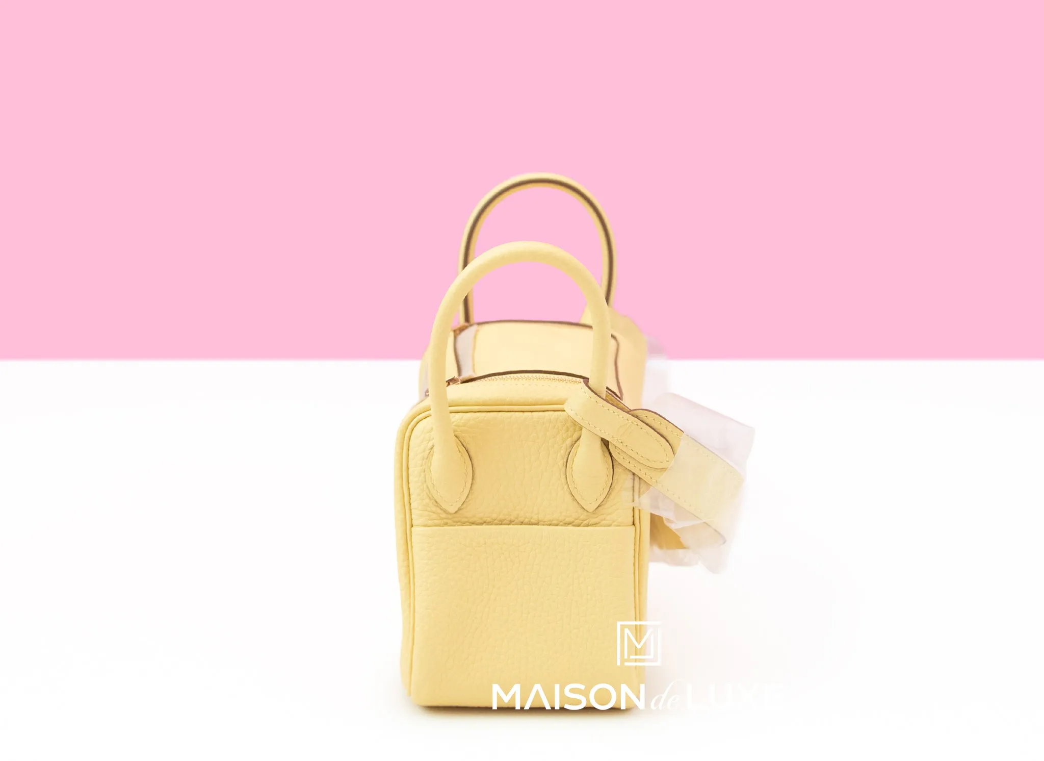 Hermes Mini Lindy 20 Jaune Poussin Clemence Gold Hardware