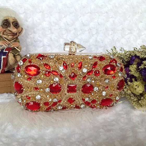 High-end Luxury Heavy Hand-stitched Flash Crystal Hard Shell Clutch Bag Evening Bag Bridal Bag