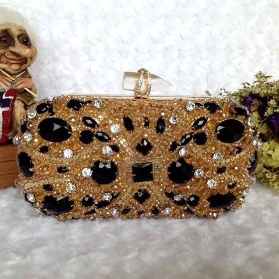 High-end Luxury Heavy Hand-stitched Flash Crystal Hard Shell Clutch Bag Evening Bag Bridal Bag
