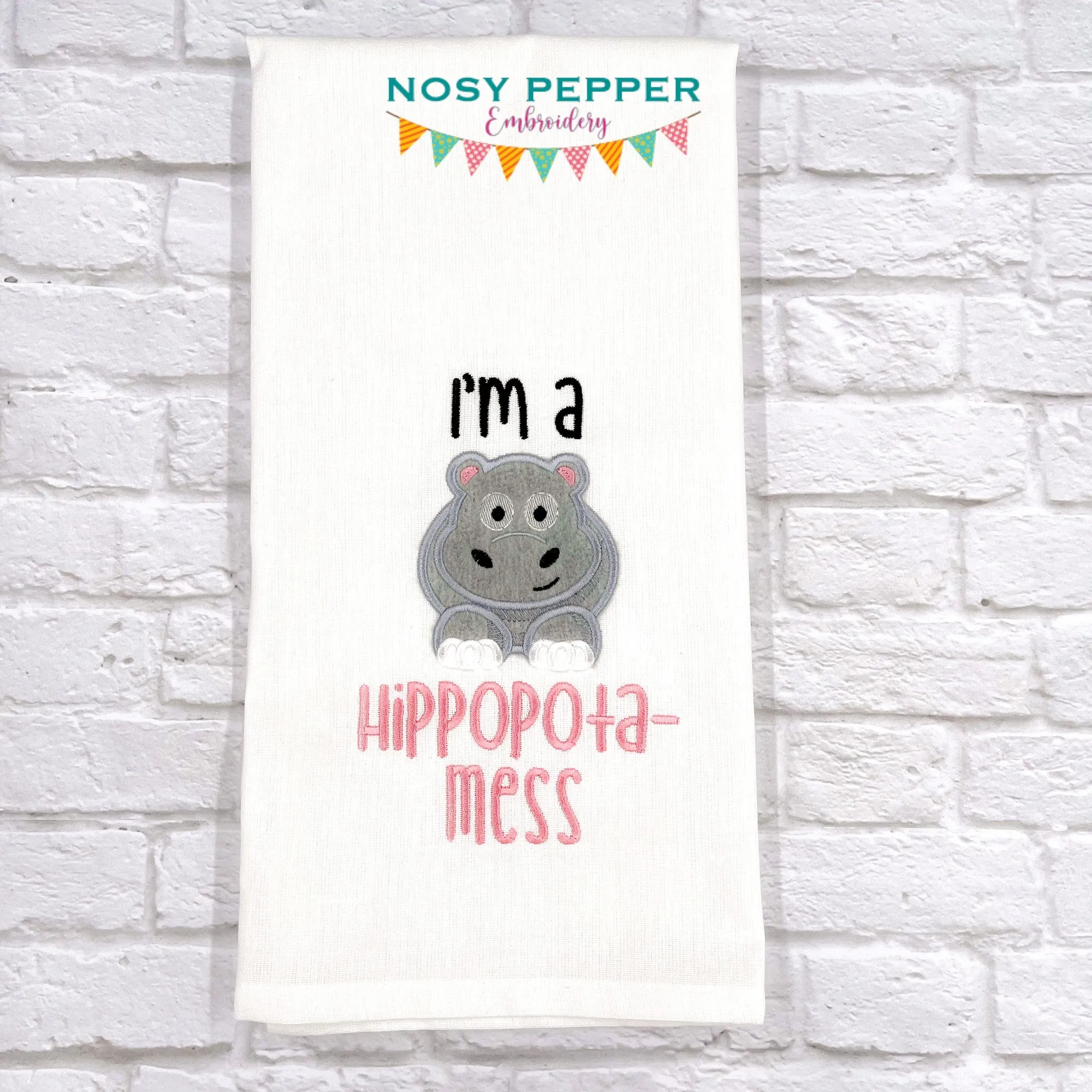 Hippopata-Mess Applique machine embroidery design (4 sizes included) DIGITAL DOWNLOAD