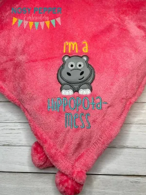 Hippopata-Mess Applique machine embroidery design (4 sizes included) DIGITAL DOWNLOAD
