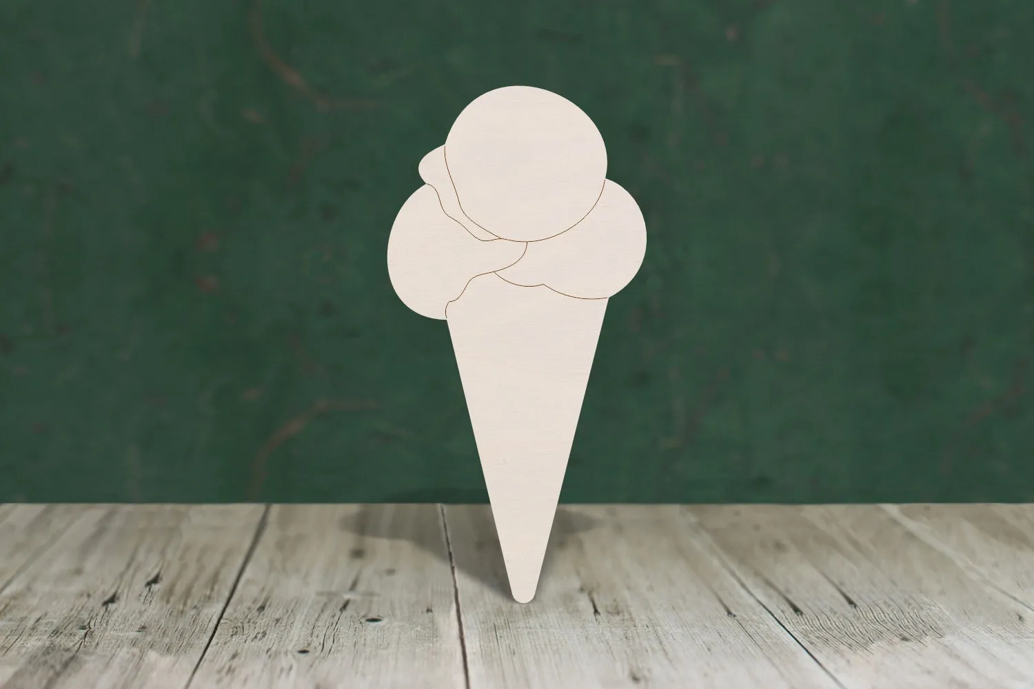 Ice cream 1 three scoop wooden craft cut out - plywood