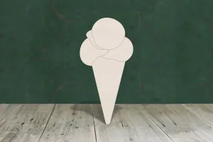 Ice cream 1 three scoop wooden craft cut out - plywood