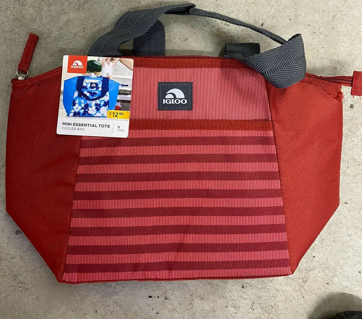 Igloo 8 Can Cooler INSULATED LUNCH Box Bag Hot Cold Travel Mini Tote Red Stripe
